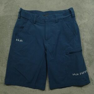 Huk Shorts Mens Medium BLue Fishing Pockets Outdoor Csaual